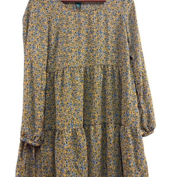 wild fable Dresses & Skirts - Wild Fable Womens Floral Tiered Mini Dress S Yellow/Blue